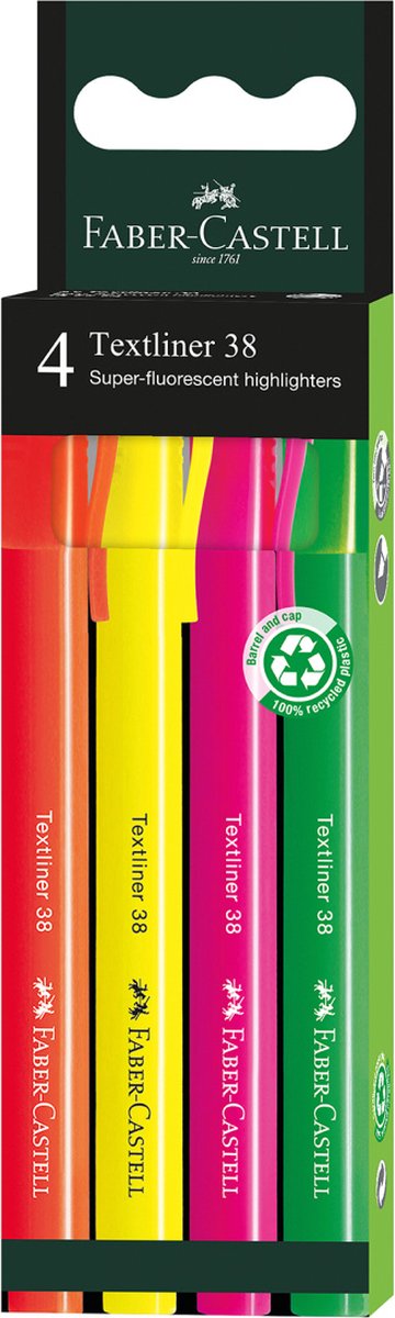 Faber-Castell Textmarker 38 – Karton 4 Stück – fc-157774