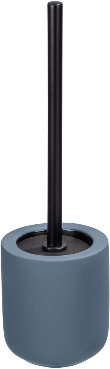 Wenko WC-Bürstenhalter Avellino mattblau aus Keramik mit Silikonbezug – WC-Bürste mit Halter – WC-Bürste mit Halter freistehend