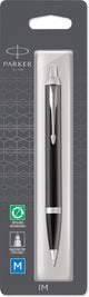 Parker im Kugelschreiber | schwarze Lackierung mit Chrom-Finish | Blaue Tinte mittlerer Spitze