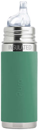 Pura Thermos-Trinkflasche 260 ml – Thermoskanne – Thermoskanne – plastikfrei – mit Isolationswand – inklusive Silikontülle, Reiseverschluss und Hülle – Mint