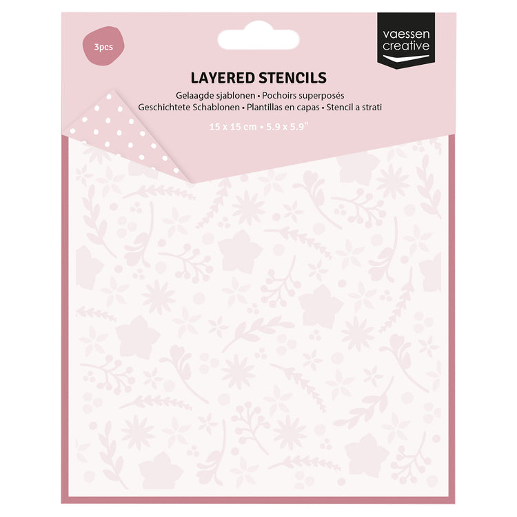 Vaessen creative • Schichtvorlagen Blumen Sterne 15x15cm 3 Stk.