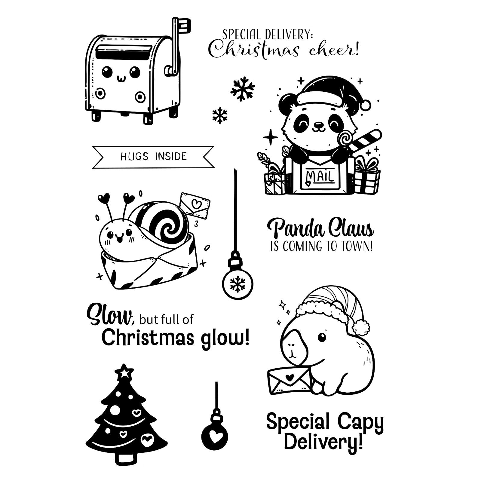 Vaessen creative • Klarsichtstempel Panda Claus 14 Stk.