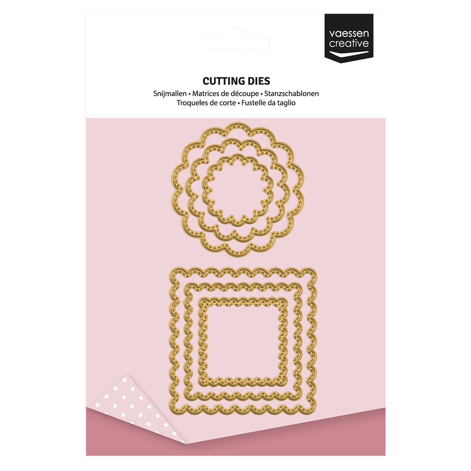 Vaessen creative • Mini-Stanz- und Prägeschablonen, gewellte Kreise, Quadrate, 6 Stück.