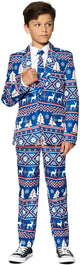 Suitmeister Christmas Blue Nordic - Weihnachtsanzug für Kinder - Weihnachtsoutfit - Blau - 8-10 Jahre - Größe M