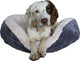 Rosenholzhundkorb Oval Jumbo Cord Plüsch grauer Creme
