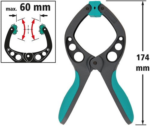 Wolfcraft – Federklemme Pro 60 mm – Segelklemme – Marktklemme – extra stark – Segelklemmen – 3631000