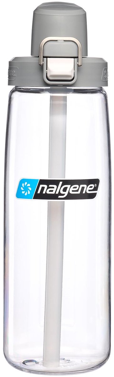 Nalgene – Trinkhalmflasche – Trinkflasche – Wasserflasche – Strohhalm – 650 ml, klarer grauer Verschluss, nachhaltig, neu!