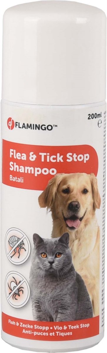Flamingo Flohshampoo Hund – Batali Floh-Zecken-Stopp-Shampoo 200 ml – Anti-Parasiten-Shampoo – gegen Flöhe – Zecken und Milben – mit Dimethicone – ohne Insektizid – geeignet ab 3 Monaten – hergestellt in Europa