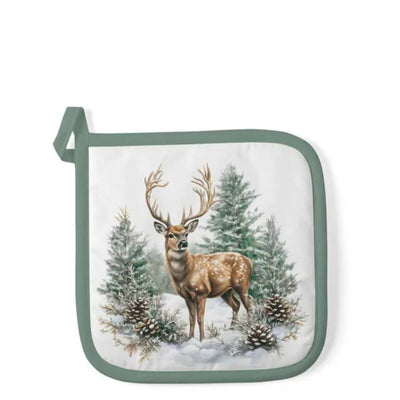 Ambiente Topflappen Winterhirsch weiß 20x20cm Baumwolle