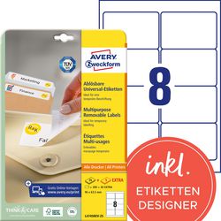 Wiederklebende Etiketten Avery Zweckform L4745-25 weiß