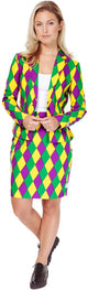 Opposuits Harlequeen - Damenkostüm - Clownanzug - farbig - Karnevalskleidung - Größe 42