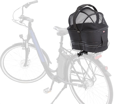Trixie Fahrradkorb auf dem Rückenschwarz mit Kissen und Kapuze