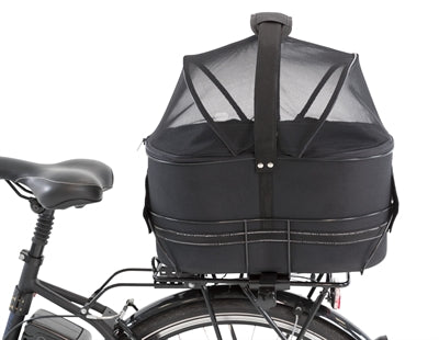 Trixie Fahrradkorb auf dem Rückenschwarz mit Kissen und Kapuze