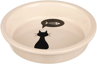 Trixie Food Bowl Keramik weiß mit Silhouette Katze
