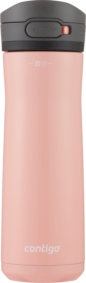 Contigo Jackson Chill Drinks Bottle, große BPA-freie Edelstahl-Wasserflasche, 100 % auslaufsicher, hält Getränke bis zu 24 Stunden kühl; Isolierflasche für Sport, Radfahren, Joggen, Wandern, 590 ml | rosa Limonade