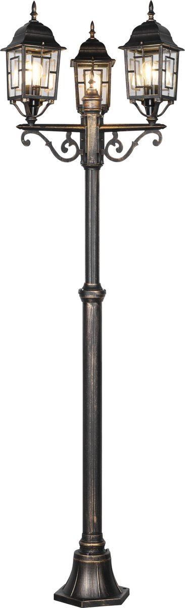 Trio Volturno - Mastleuchte - Antikrost - exkl. 3x E27 4W - Fernbedienung - integrierter Dimmer - RGB-Farbwechsler - stufenlos einstellbare Lichtfarbe - Nachtlicht - Memory-Funktion - indirekte Beleuchtung - Außenbeleuchtung - IP44