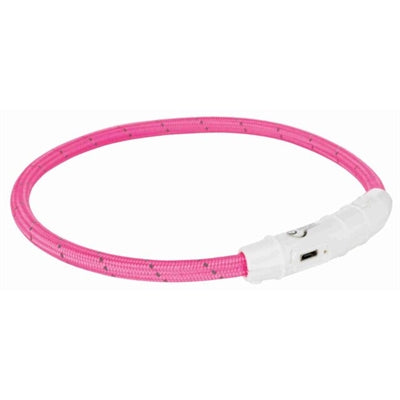 Trixie Kragen Hund Flash Light Collar USB TPU Nylon Pink
