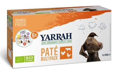 Yarrah Bio -Hund Multipack Pastet Truthahn Hühnchen -Rindfleisch