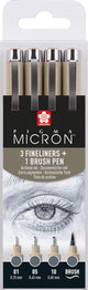 Sakura Pigma Micron Fineliner -Set, 4 Größen, Kühlung grau