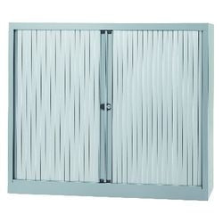 Rolltorschrank geschweißt, niedrig, Stahl, Kunststoff, 120 x 43 x 103 cm, silberfarben