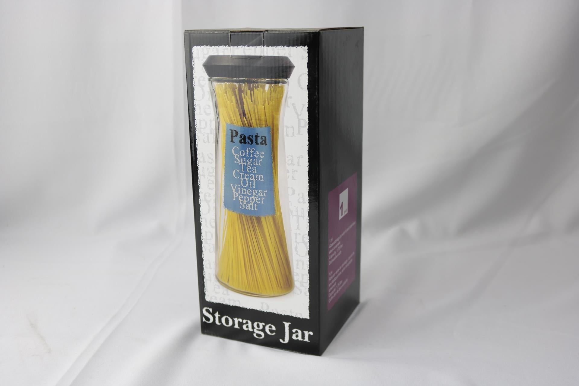 Vorratsglas mit Text Pasta