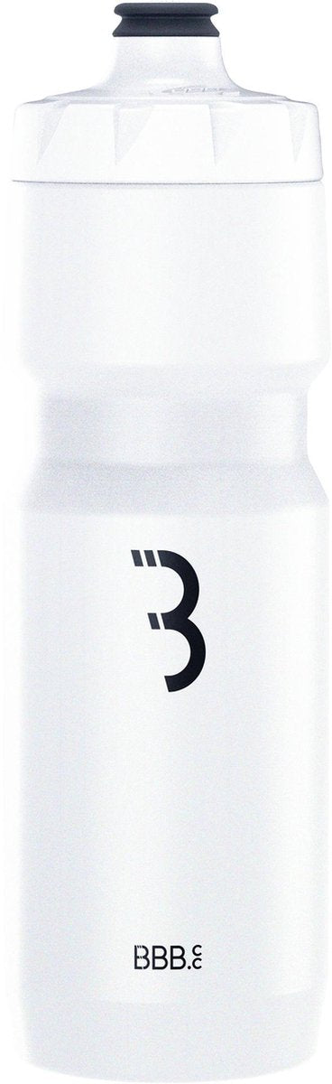 BBB Cycling Car Tank XL Wasserflasche Rennrad – Fassungsvermögen 750 ml – Trinkflasche Fahrrad Autoclose Ventil – Weiß – BWB-15