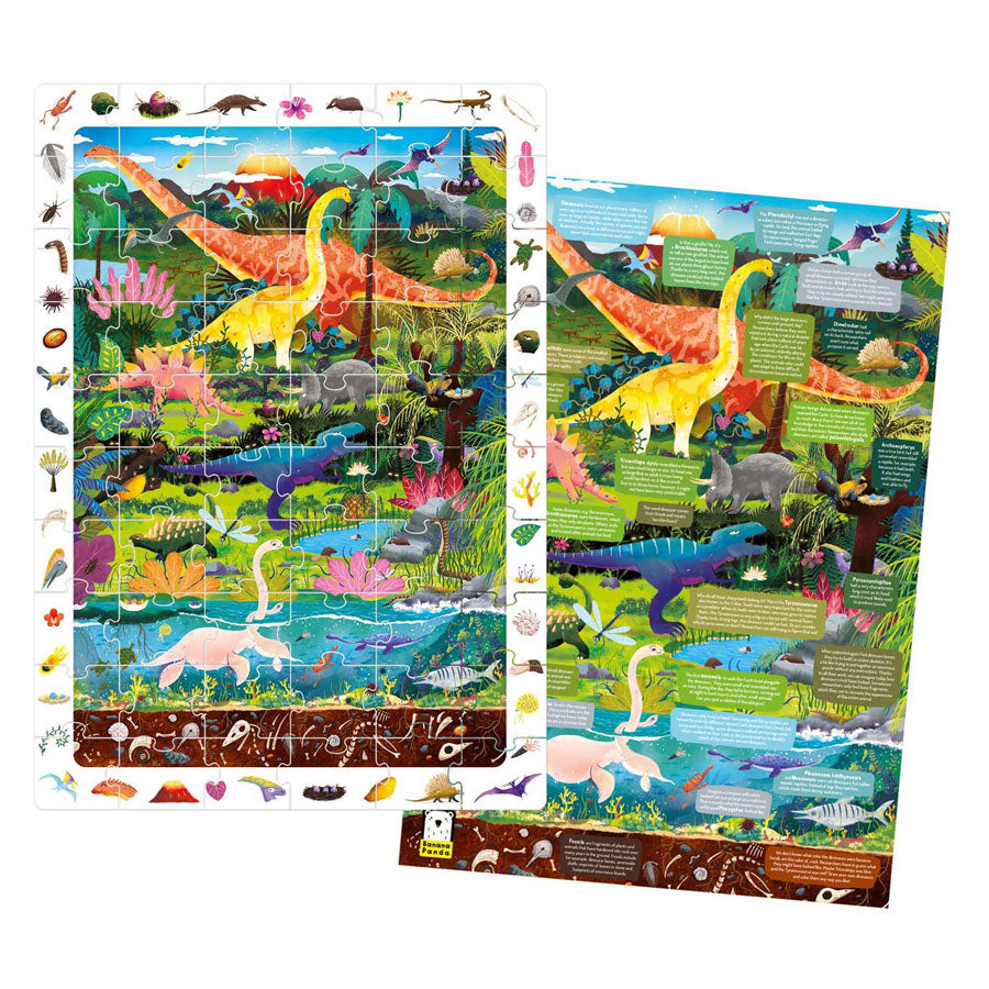 Banana Panda - Such- und Uhr Puzzle Dinosaurier - 60st.
