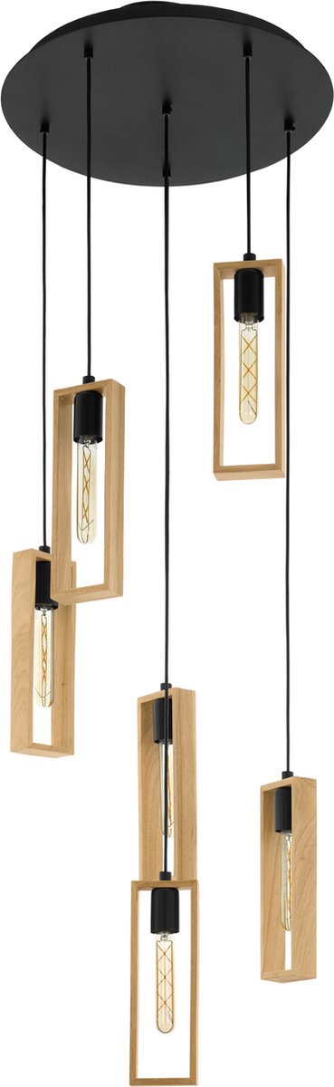 Eglo Littleton Hängelampe – E27 – ø 50 cm – Holz – Schwarzbraun – FSC-Holz