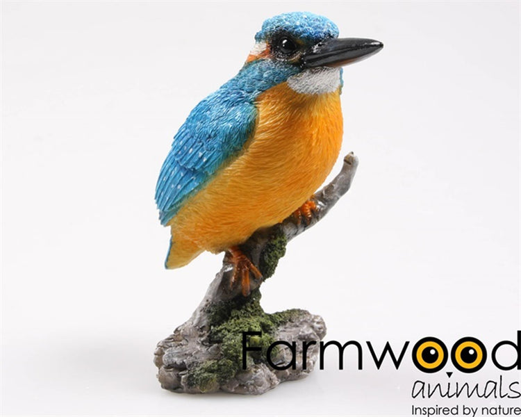 Farmwood Tiere Gartenstatue Eisvogel auf Stamm 9x9x15cm
