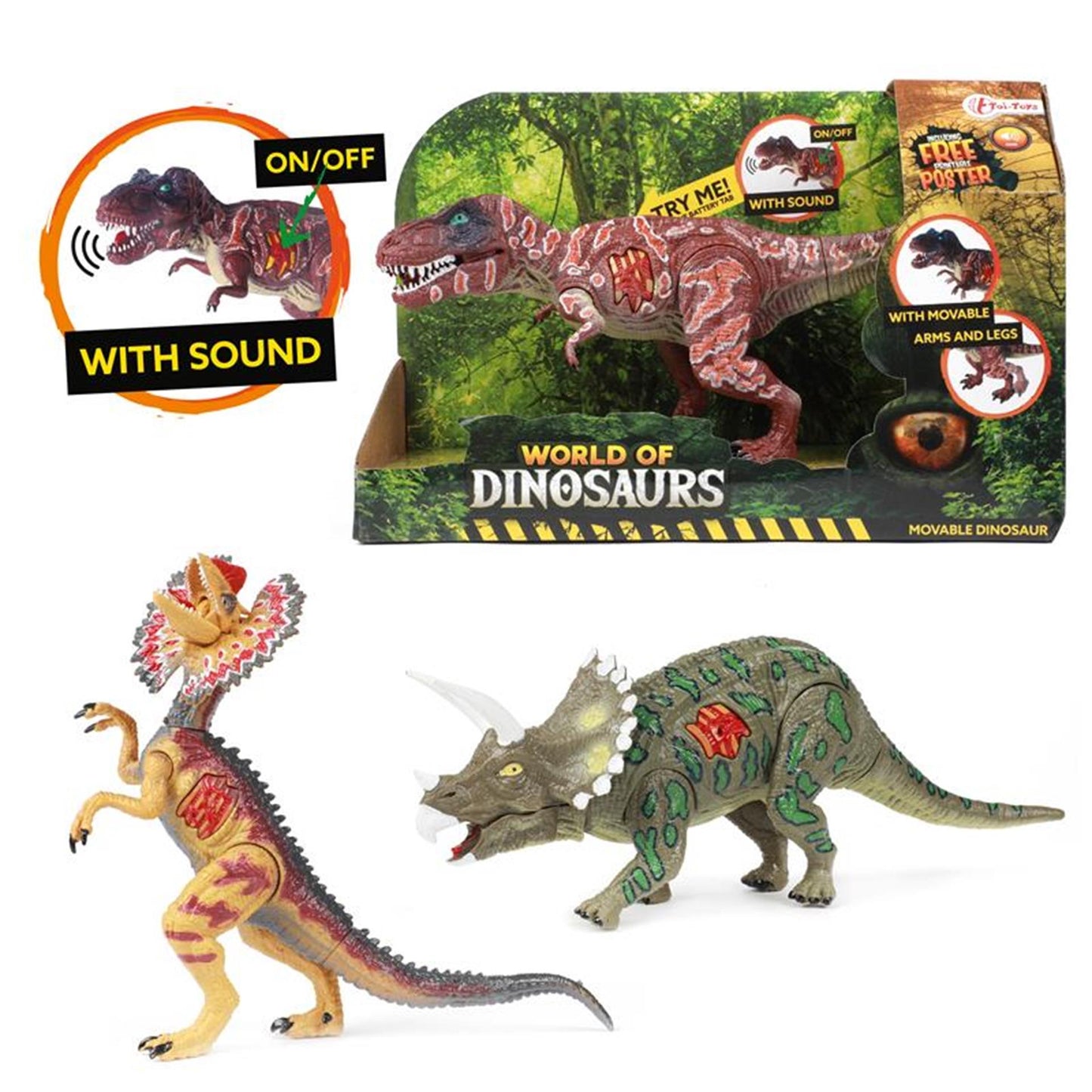 Welt der Dinosaurier Dilophosaurus, beweglich mit Klang