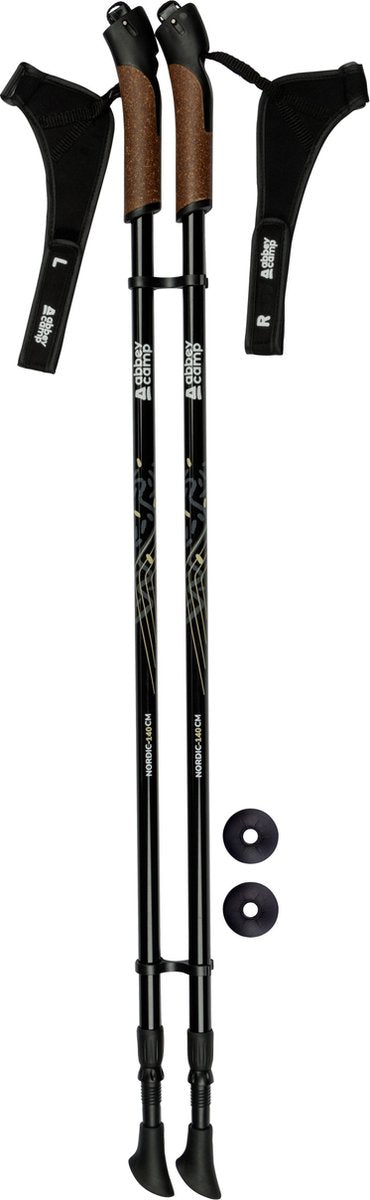 Abbey Camp Nordic Walking Stöcke – teleskopisch verstellbar – Paar – Schwarz Grau