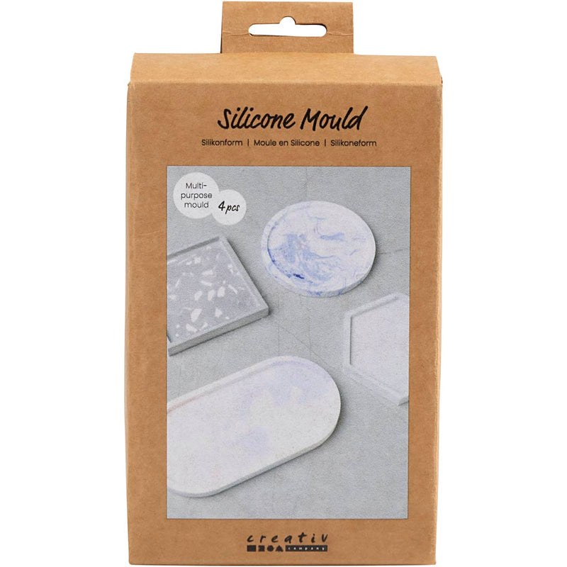 Creativ Company Silikonformen, Quadrat, Kreis, Sechseck und Oval, H: 1-1,5 cm, T 9-11,2 cm, 4 Stück 1 Box