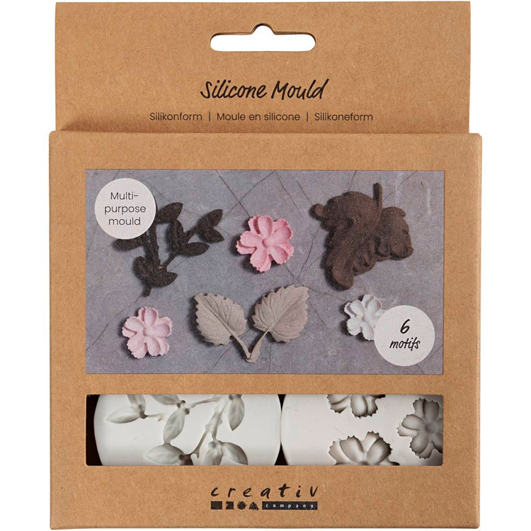 Creativ Company Silikonformen, Blätter und Blüten, H: 0,5 cm, L: 1,8-4,5 cm, 4 Stück 1 Stück