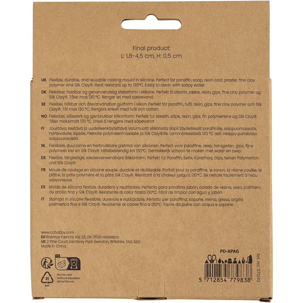Creativ Company Silikonformen, Blätter und Blüten, H: 0,5 cm, L: 1,8-4,5 cm, 4 Stück 1 Stück