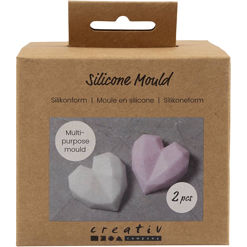 Creativ Company Silikonformen, facettiertes Herz, H: 2 cm, L: 6 cm, B: 5,8 cm, 2 Stück 1 Box