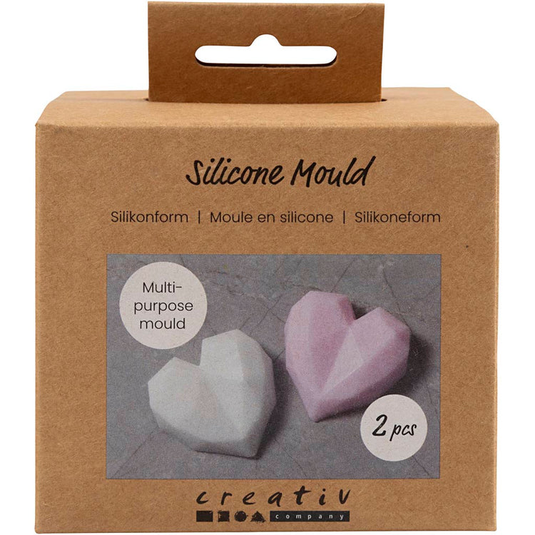Creativ Company Silikonformen, facettiertes Herz, H: 2 cm, L: 6 cm, B: 5,8 cm, 2 Stück 1 Box
