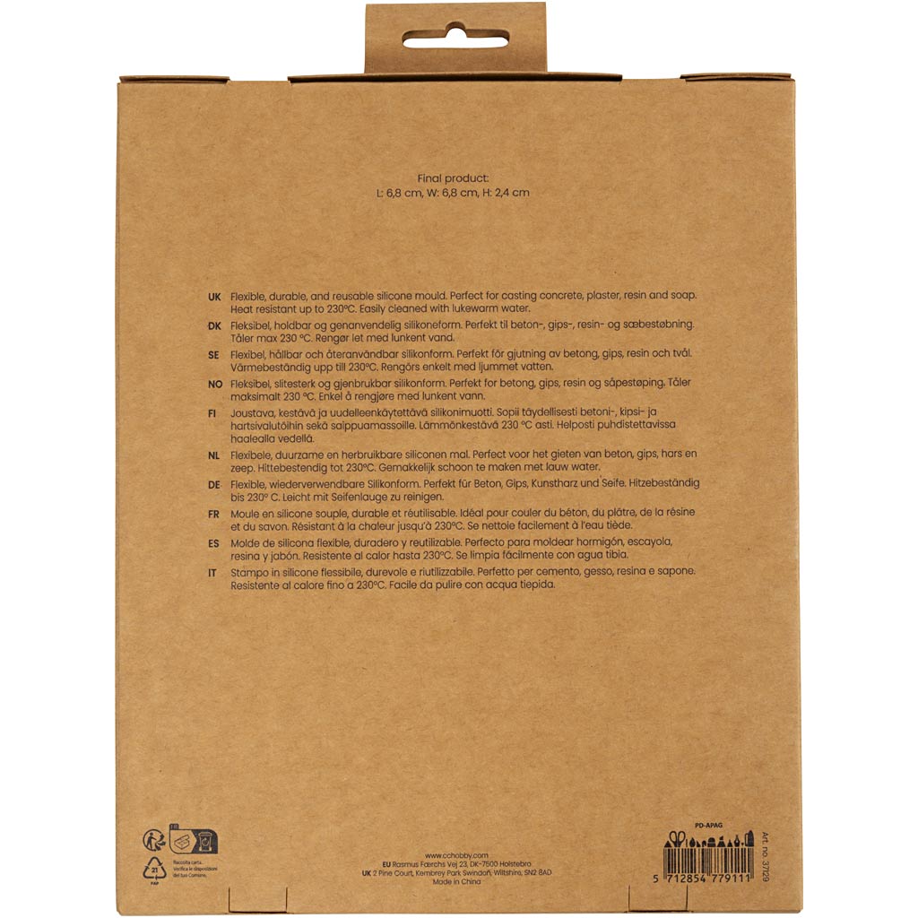 Creativ Company Silikonformen, quadratisch mit grafischem Design, H: 2,4 cm, L: 6,8 cm, B: 6,8 cm, 4 Stück 1 Box