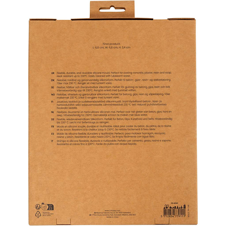 Creativ Company Silikonformen, quadratisch mit grafischem Design, H: 2,4 cm, L: 6,8 cm, B: 6,8 cm, 4 Stück 1 Box