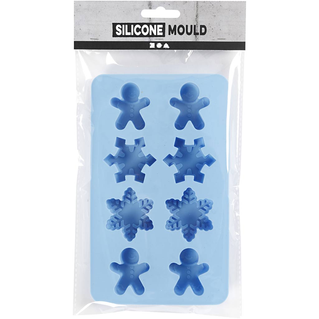 Creativ Company Silikonformen, Eiskristalle und Keksmann, H: 2,5 cm, L: 3 cm, B: 4,5 cm, 12,5 ml, 1 Stück