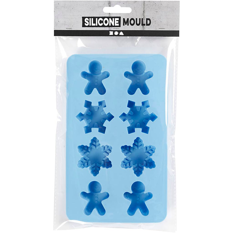 Creativ Company Silikonformen, Eiskristalle und Keksmann, H: 2,5 cm, L: 3 cm, B: 4,5 cm, 12,5 ml, 1 Stück