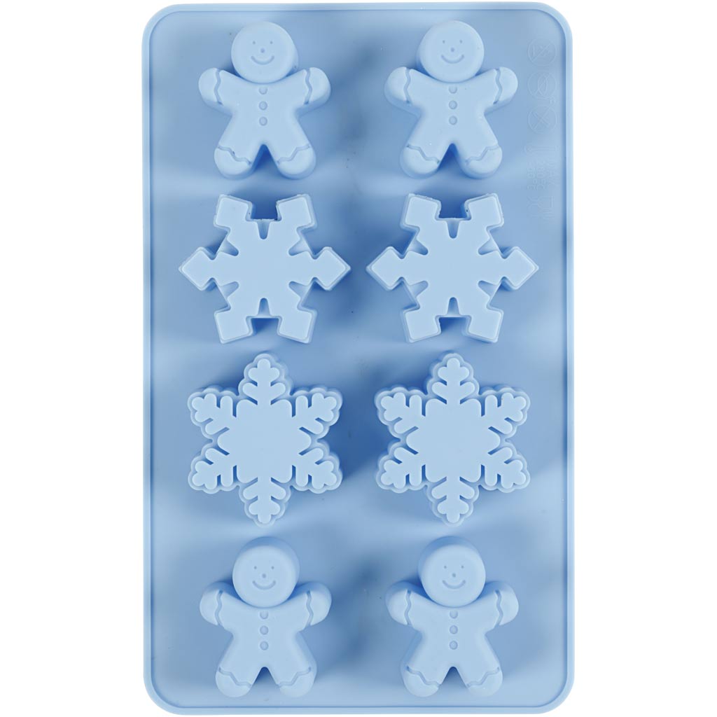 Creativ Company Silikonformen, Eiskristalle und Keksmann, H: 2,5 cm, L: 3 cm, B: 4,5 cm, 12,5 ml, 1 Stück