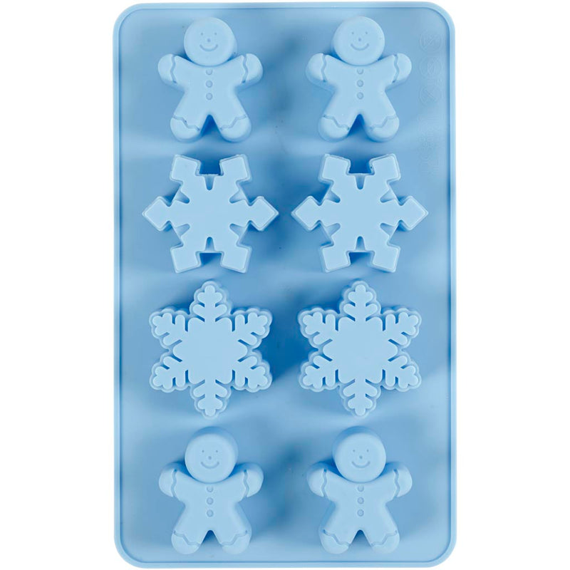 Creativ Company Silikonformen, Eiskristalle und Keksmann, H: 2,5 cm, L: 3 cm, B: 4,5 cm, 12,5 ml, 1 Stück
