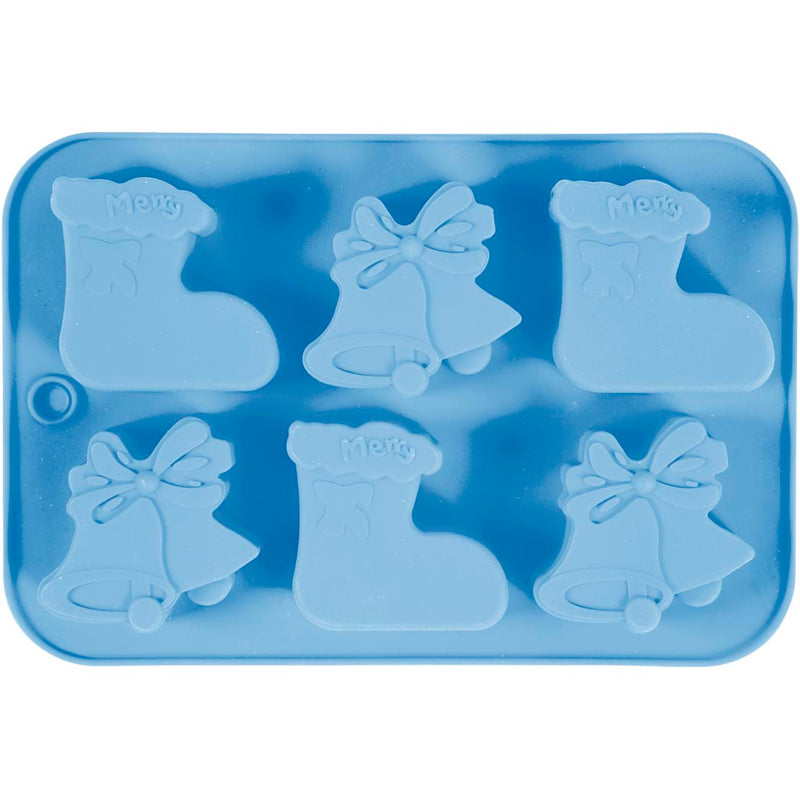 Creativ Company Silikonformen, Weihnachtsstrümpfe und Glöckchen, H: 2,5 cm, L: 6 cm, B: 7,5 cm, 12,5 ml, 1 Stück
