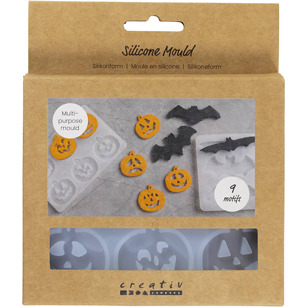 Creativ Company Silikonformen, Fledermäuse und Kürbisse, H: 0,3+0,5 cm, B: 3+8 cm, matt transparent, 2 Stück 1 Stück