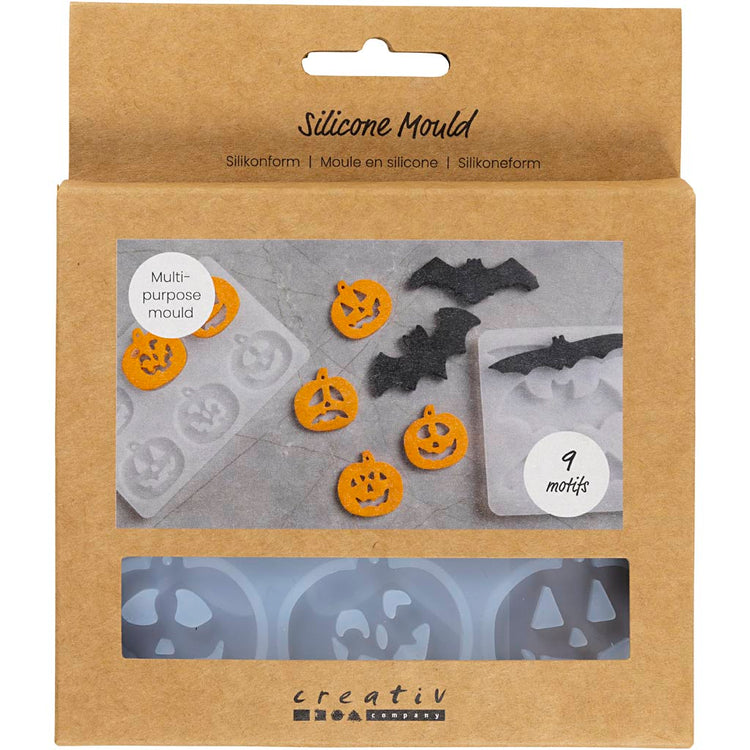 Creativ Company Silikonformen, Fledermäuse und Kürbisse, H: 0,3+0,5 cm, B: 3+8 cm, matt transparent, 2 Stück 1 Stück