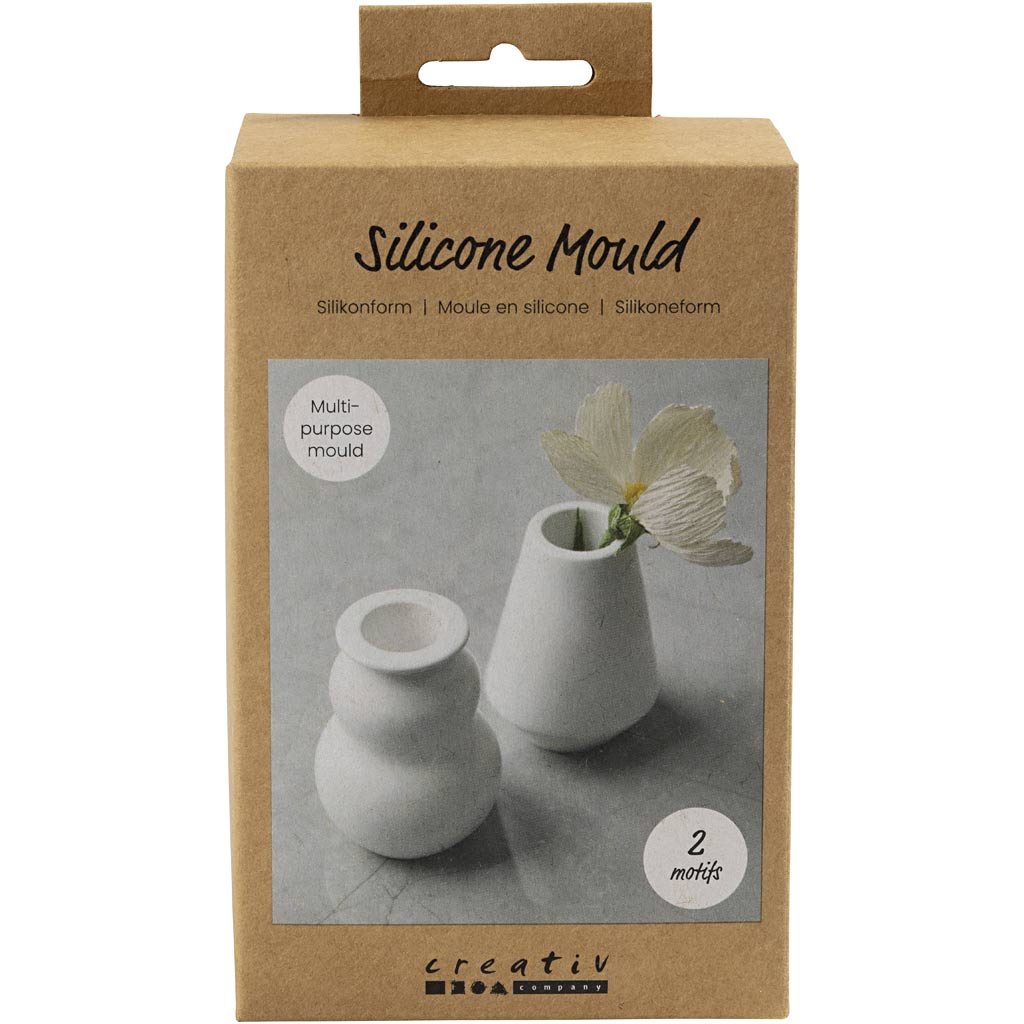 Creativ Company Silikonformen, Vase und Kerzenständer, H: 7,5 cm, T 5,5 cm, matt transparent, 2 Stück 1 Box