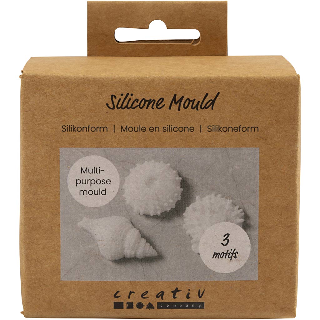 Creativ Company Silikonformen, Seestern, Muschelschale, Muschel, H: 1,5-2 cm, T 3,5-6 cm, 3 Stück 1 Box
