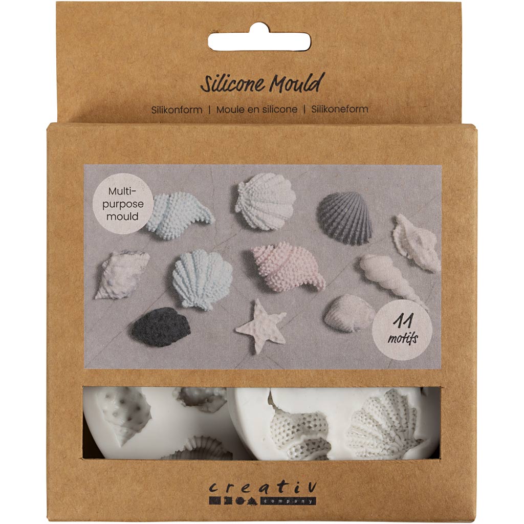 Creativ Company Silikonformen, Seestern, große Muschel, Muschel, H: 0,3-1 cm, L: 1,3-3,3 cm, 2 Stück 1 Box