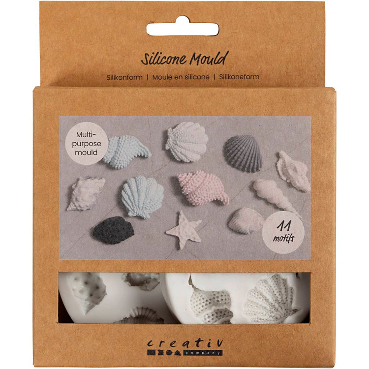 Creativ Company Silikonformen, Seestern, große Muschel, Muschel, H: 0,3-1 cm, L: 1,3-3,3 cm, 2 Stück 1 Box