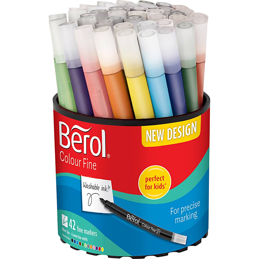 Berol Colorfine, D 10 mm, Liniendicke 0,3-0,7 mm, verschiedene Farben, 42 Stück 1 Box